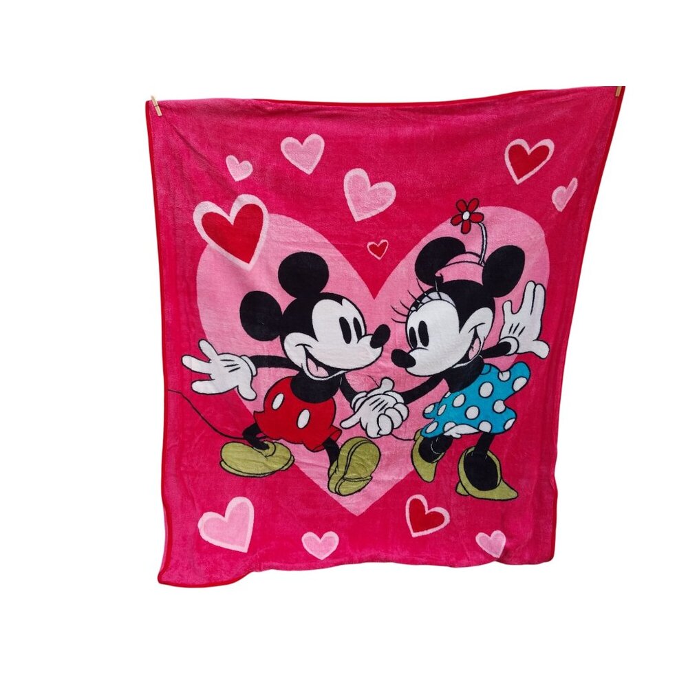 Mickey & Minnie Mouse Heart Throw Blanket 50 x 60 Northwest 100% Poly